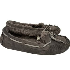 UGG Bella II Slippers Womens Size 7 Gray Suede Wool Blend Lining Indoor Outdoor